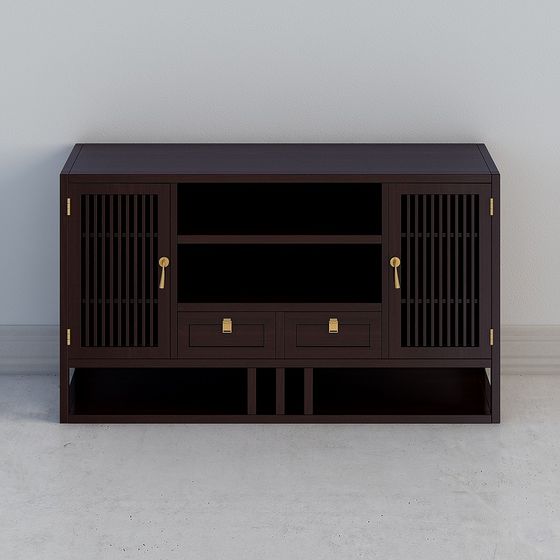 Elegant Low-Polygon TV Cabinet 3D model for Modern Spaces