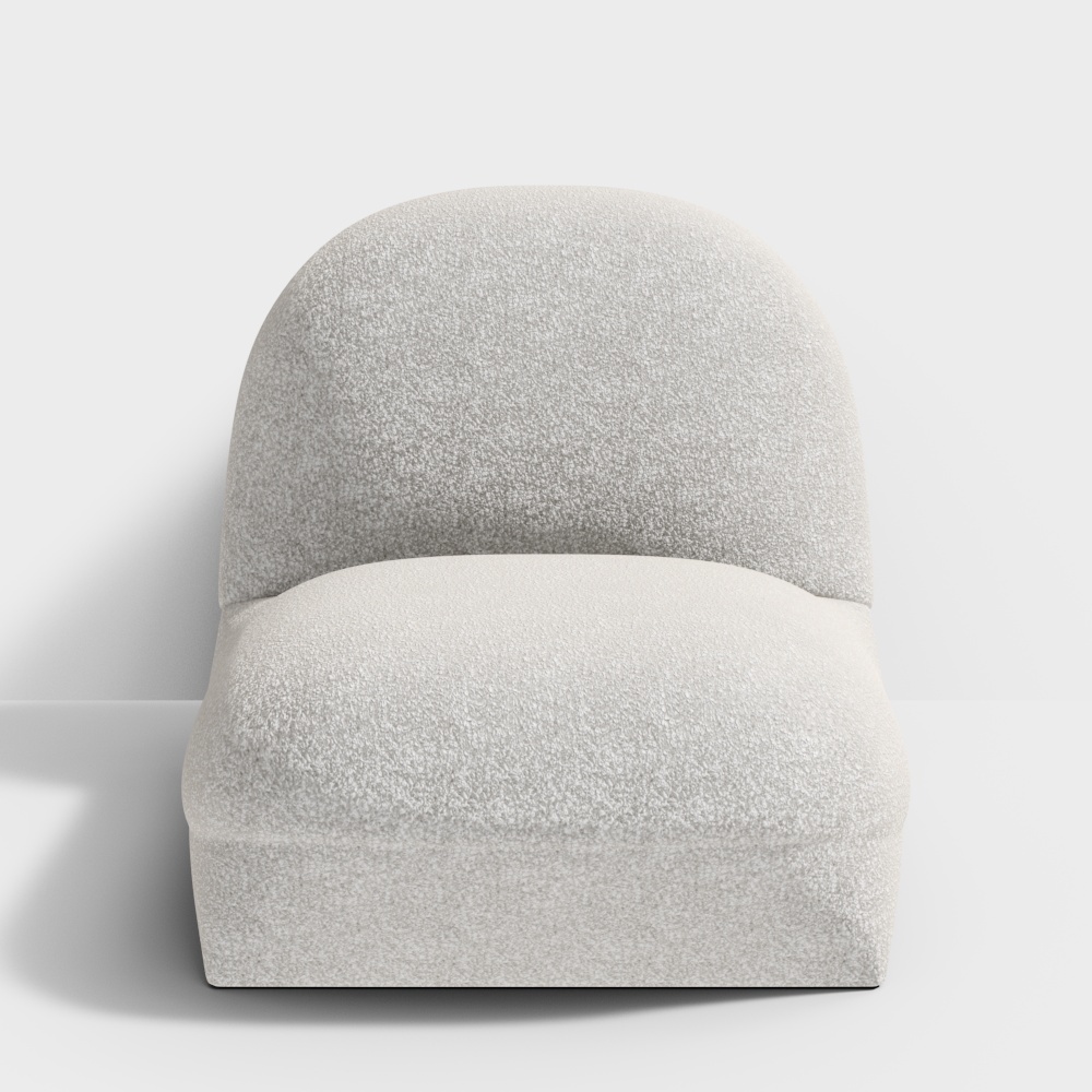 Glouceer Life Soup round lounge chair single sofa chair Nordic modern simple soft fabric living room lounge - white