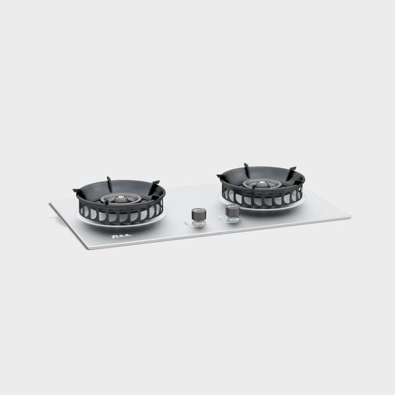 Minimalist Double Gas Stove 3D Model for Modern Spaces