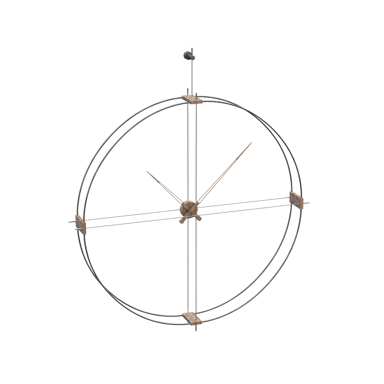 Elegant 3D Clock Model – Dark Gray Metal & Wood