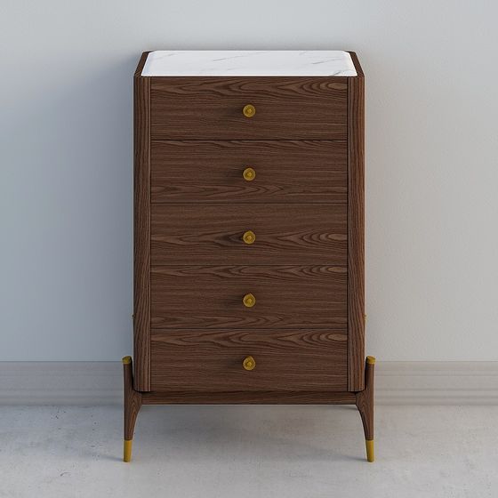 Stylish Low-Poly Drawer Cabinet 3D model for Modern Interiors