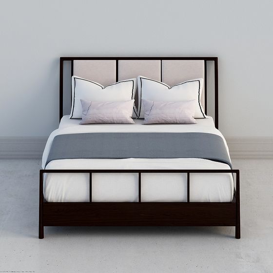 Modern Low-Polygon Bed Frame 3D model