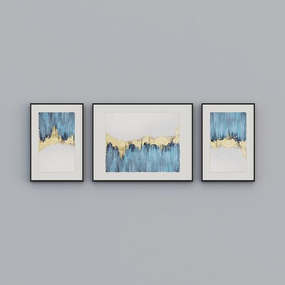 Urban Skyline Triptych 3D model