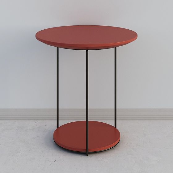 Stylish Low-Poly Red Round Table 3D model