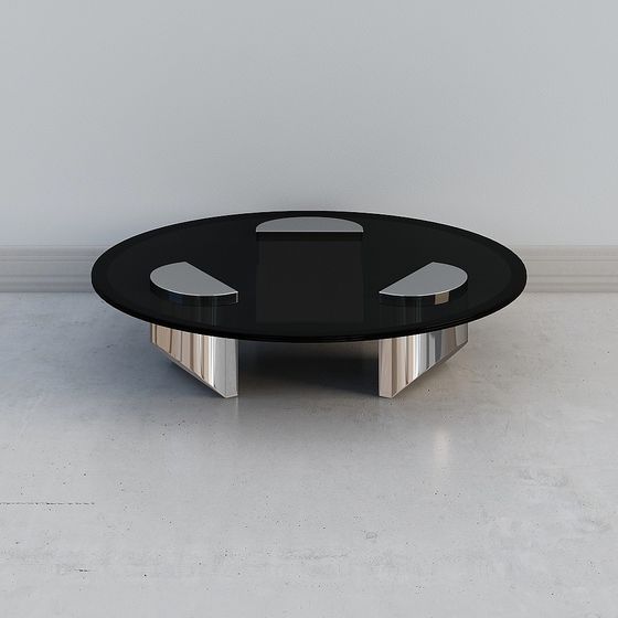 Elegant Round Glass Coffee Table 3D model