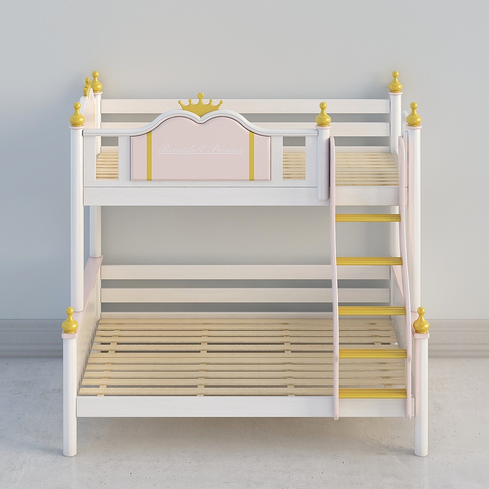 Letti a castello M2209 per bambini in legno massello (scale sospese)