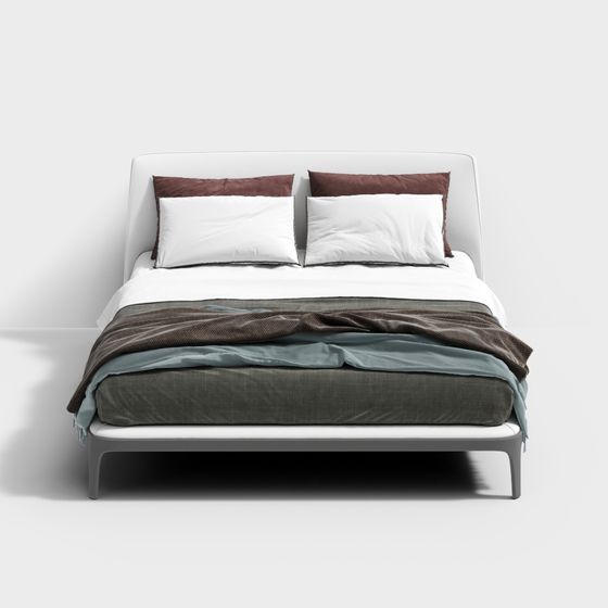 Chic Minimalist Bed 3D model for Contemporary Interiors