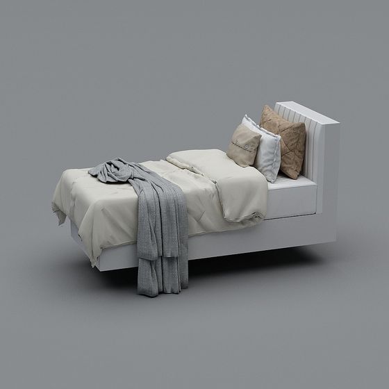 Elegant Low-Polygon Bed 3D model