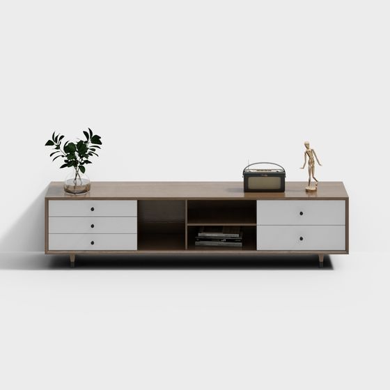 Modern Low-Poly TV Cabinet 3D Model
