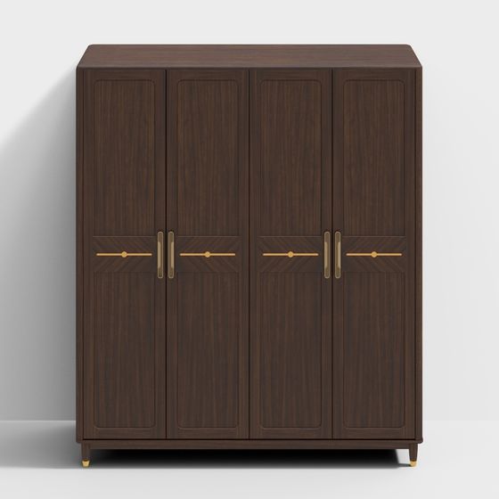 Elegant Low-Poly Wardrobe 3D model