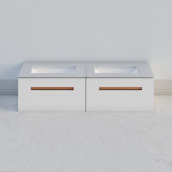 Minimalist Double Sink Vanity 3D model