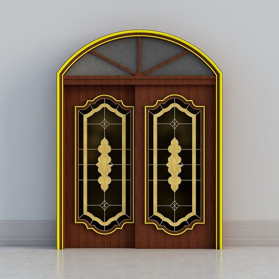 Elegant Dual-Arched Doors 3D model for Modern Spaces