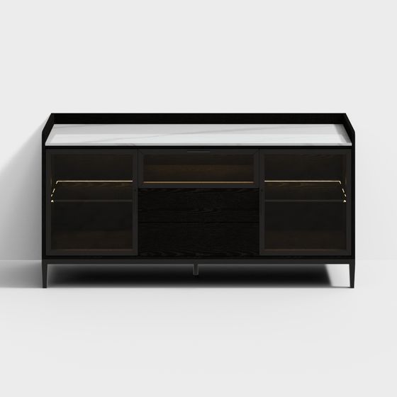Elegant Low-Polygon TV Cabinet 3D model