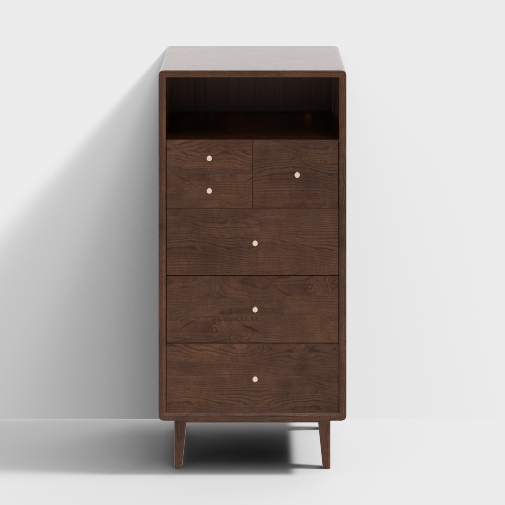 Serie de Praga - Estantería de seis cajones con puerta de vidrio - H84F02-NY