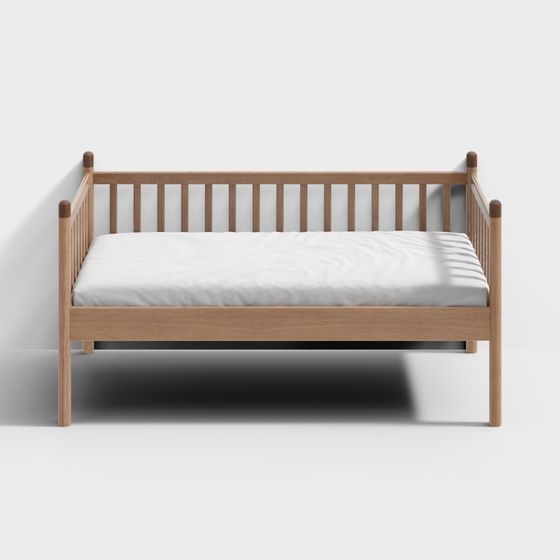 Low Polygon Wooden Bed Frame 3D model