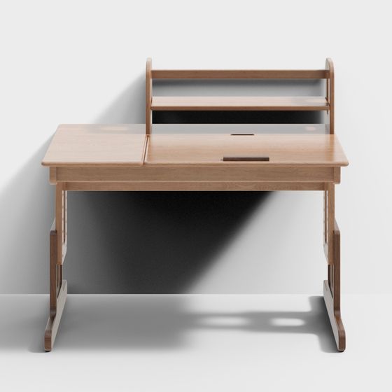 Stylish Match Stick Series Learning Table 3D Model in Earth Color