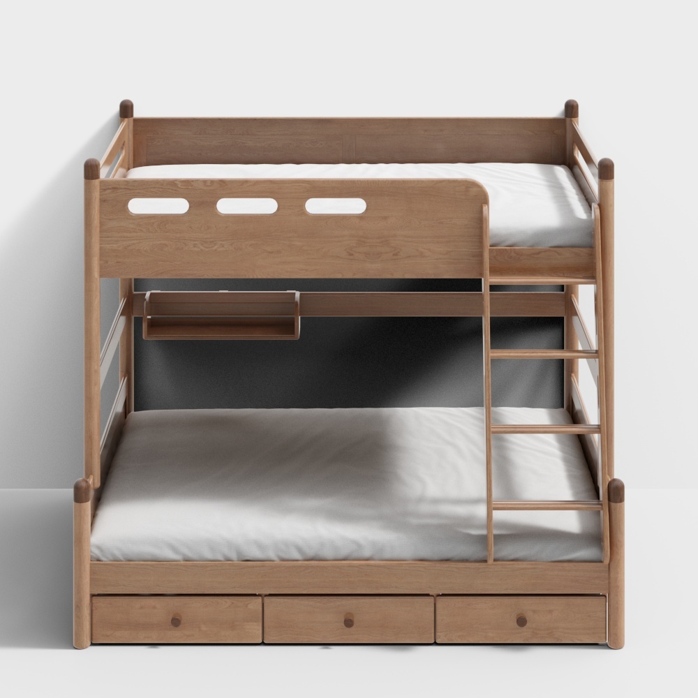 Serie Fiammifero - Y16B06 - Letti a Castello in Legno per Bambini - NY (Scala Appesa)