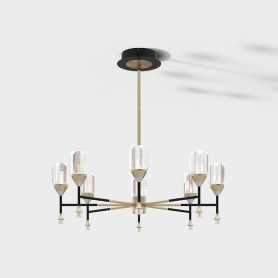 Elegant Low-Poly Chandelier 3D model