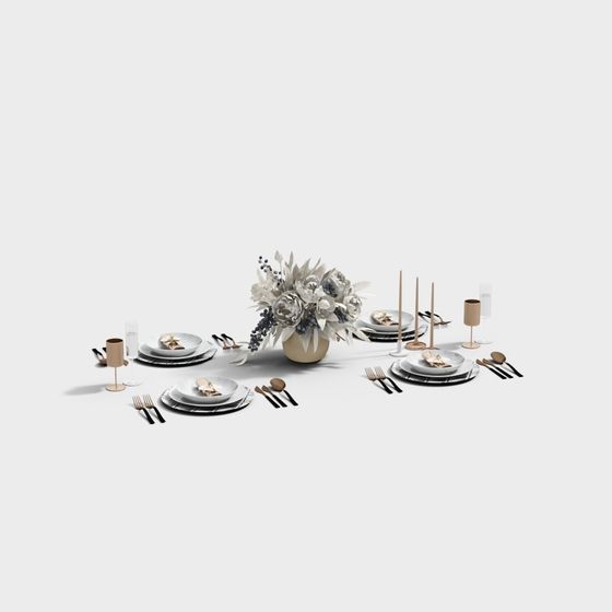 Elegant Dining Table Setup 3D model