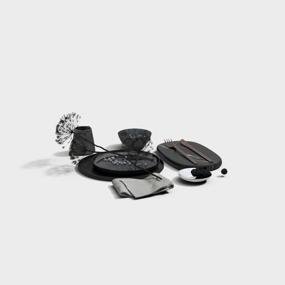 Sophisticated 3D Tableware Set Model For Contemporary Spaces