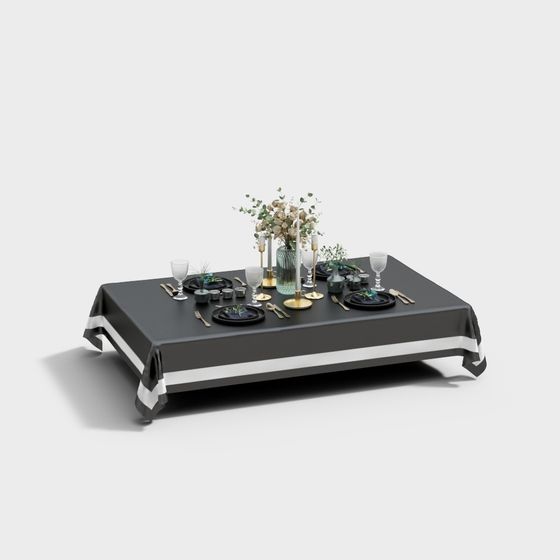 Elegant Low-Poly Dining Table 3D Model