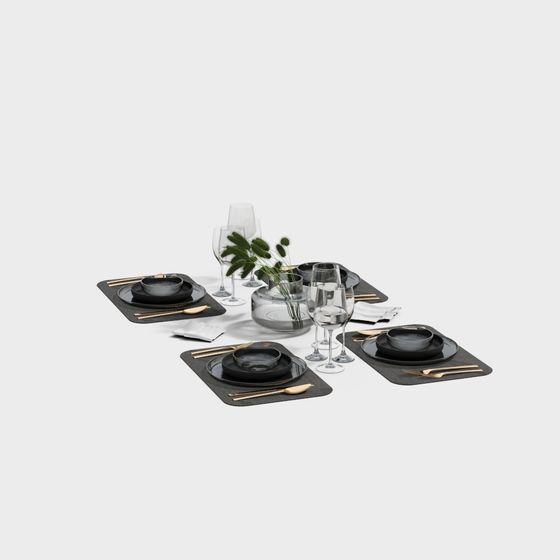 Elegant Dining Table Setting 3D model