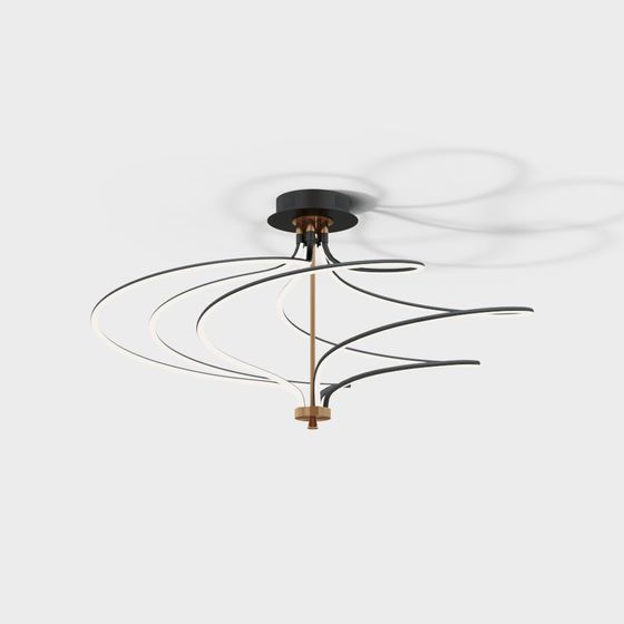 Stylish Metallic Chandelier 3D model for Contemporary Spaces