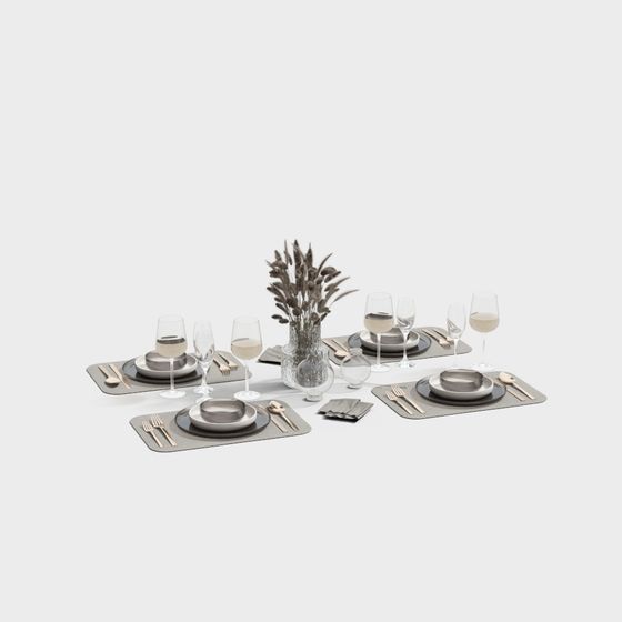 Modern Earth Color Cutlery 3D Model for Dining