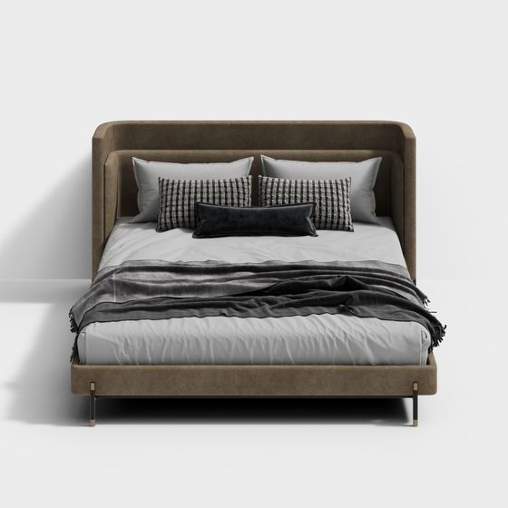 Stylish Low-Polygon Bed 3D model for Modern Homes