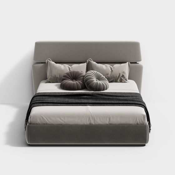 Elegant Minimalist Bed 3D model for Modern Interiors