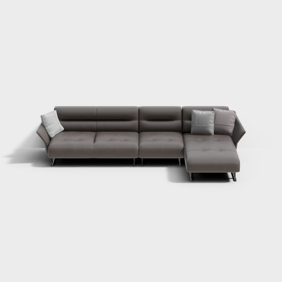 HM/GS-PF60-1+3/เทา/3600*1720*780/โซฟาสำหรับสามคน ด้านขวา + เก้าอี้เดี่ยว + Chaise ซ้าย