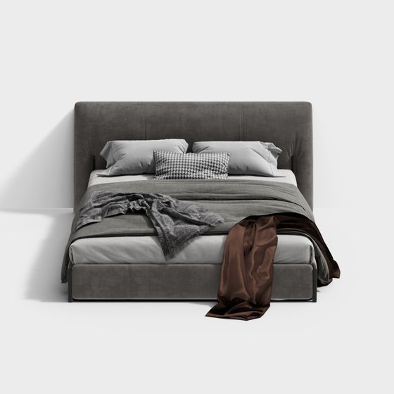 Stylish Modern Bed 3D model for Cozy Interiors