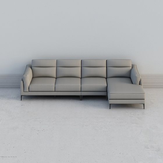 Stylish Low-Polygon Sofa 3D model for Contemporary Spaces