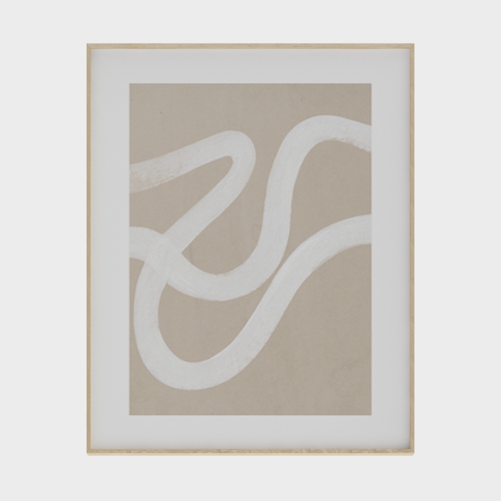 Hill Life - Nordisches abstraktes Kunstmalerei Portfolio INS Kaltes minimalistisch dekorative Malerei Reihe Wohnzimmer Schlafzimmer Eingang dreifach-40 x 50 weiße Eiche Rahmen C