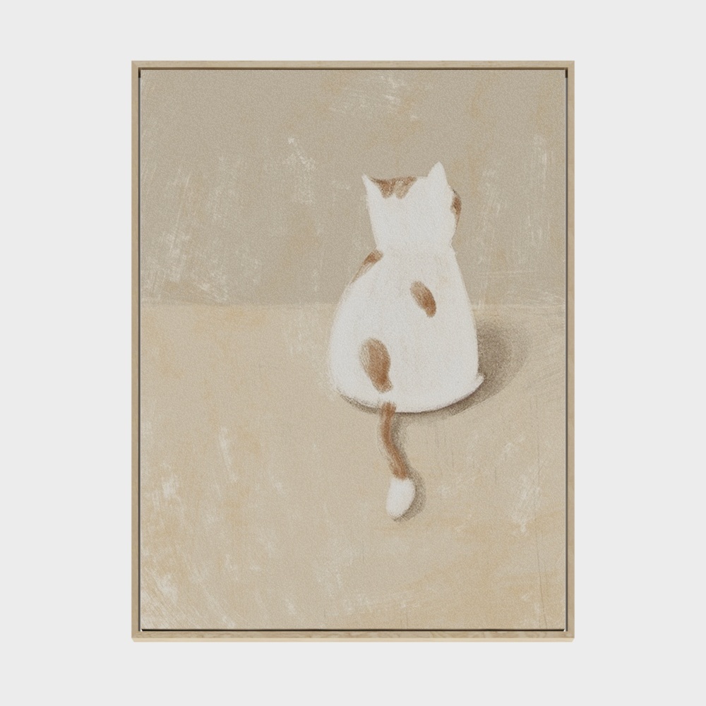 布面紙 有愛心食物 可愛兔子原創餐廳裝飾畫 貓狗動物掛畫 女孩臥室壁畫 - 33 x 43cm 原木色簡約箱 B