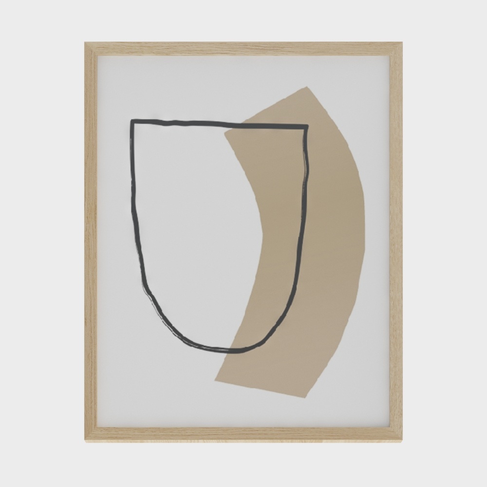 Tranh Trang trí nhà hàng Hill Life Tranh treo mặt trừu tượng hiện đại Bắc Âu Nhật Bản gốc gỗ khung gỗ sồi trắng tranh kết hợp bộ ba - Khối trừu tượng gỗ sồi trắng 40x50cm