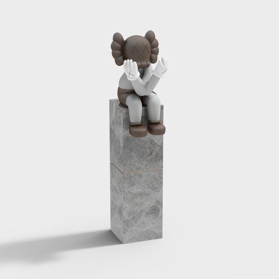 Marble KAWS Low Poly 3D Model