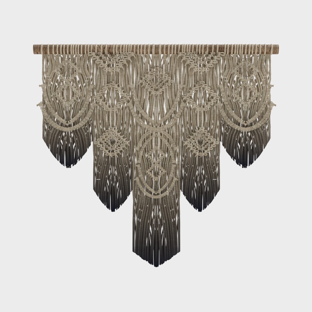 Macrame Wall Hanging 3D Model – Geometric Rope Design