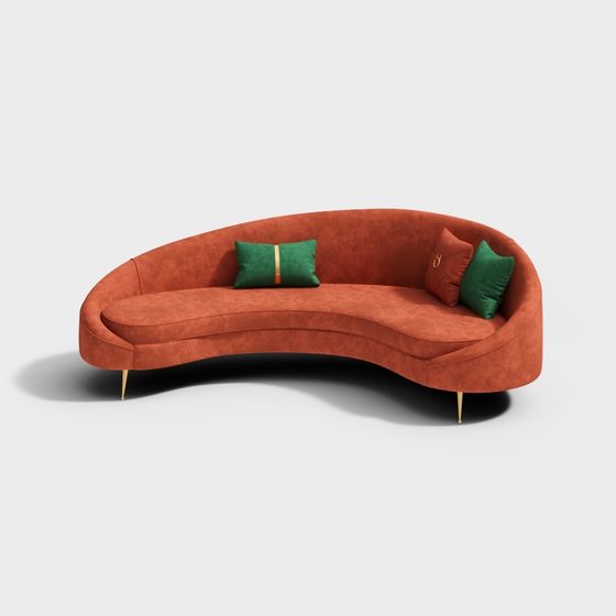 Stylish Curved Sofa 3D model for Contemporary Spaces