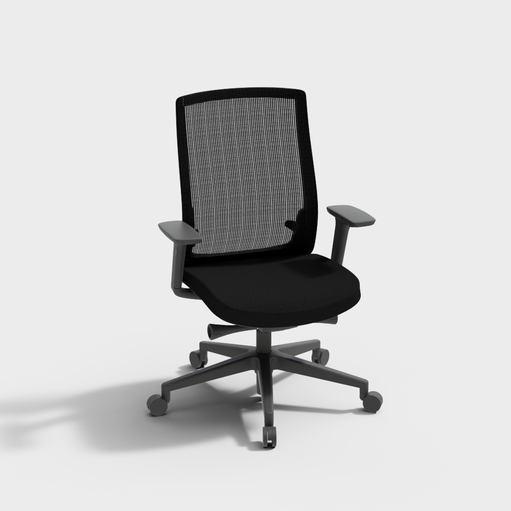 Sleek Low-Poly Office Chair 3D Model – Modern Mesh Design