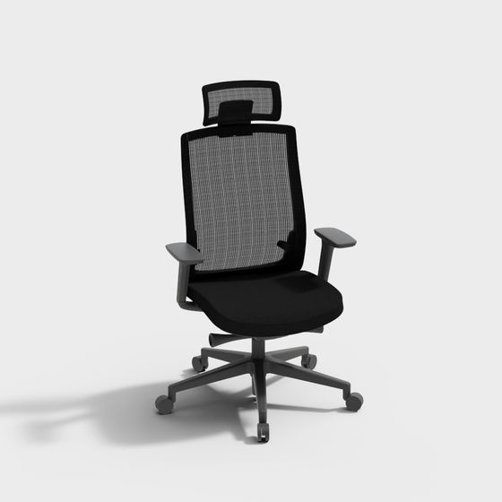 Elegant Black Office Chair 3D model for Workspaces