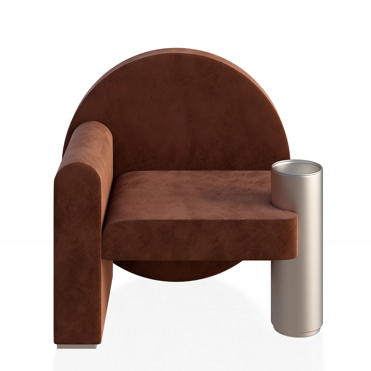Curved Sofa 3D Model – Velvet Texture with Metallic Base