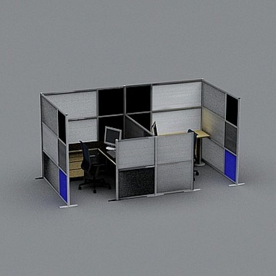 Modern Open-Plan Office Cubicles 3D model