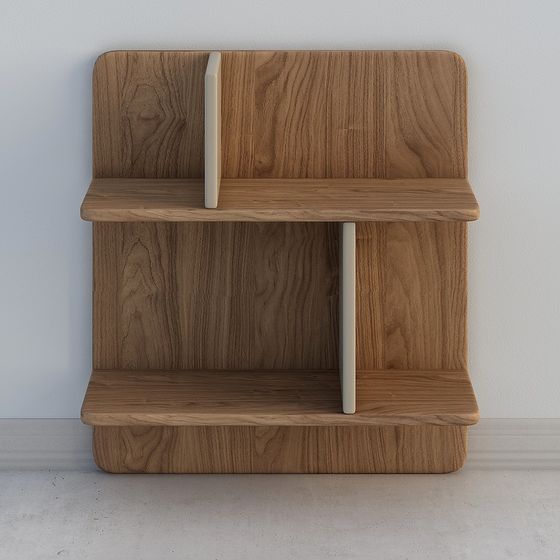 Modern Minimalist Wooden Bookshelf 3D model