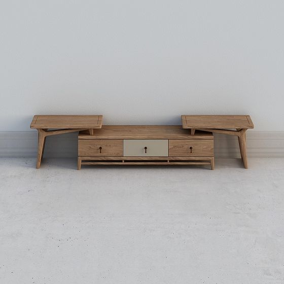 Stylish Low-Poly TV Cabinet 3D model for Contemporary Spaces