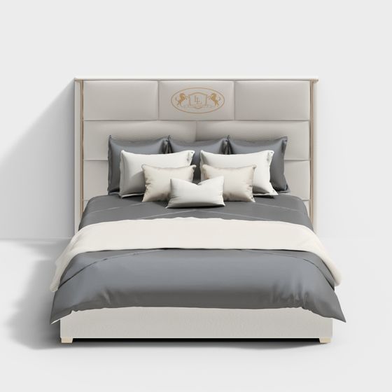 Elegant Low-Poly Bed 3D Model for Modern Interiors