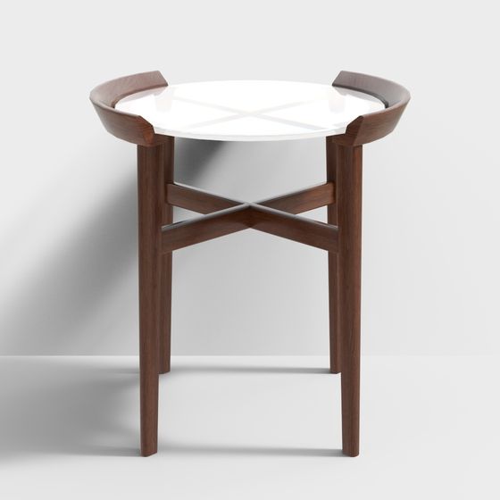 Elegant Low-Poly Wooden Side Table 3D model