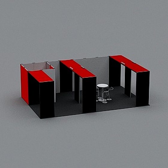 Sleek Modern 3D Model in Red and Black
