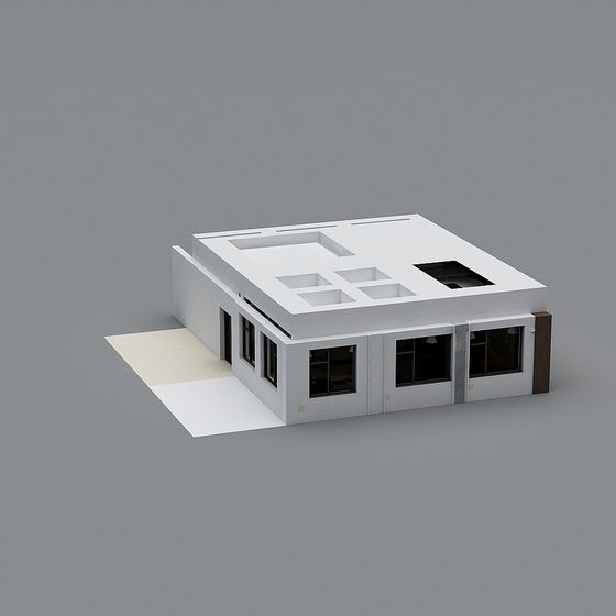 Urban Cottage Low-Poly 3D Model