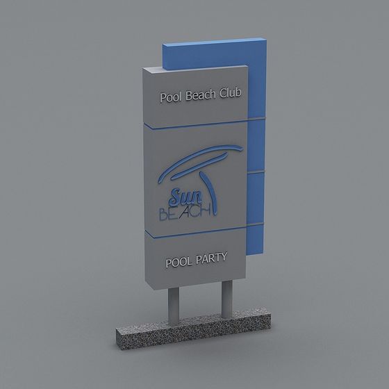 Pool Beach Club Signpost 3D model